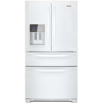 Whirlpool 36 Inch, 25.2 Cu. Ft., Full-Depth, French Door Bottom Mount Refrigerator With Ice And Water Dispenser: White