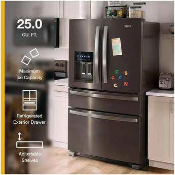 Whirlpool 36 Inch, 25.2 Cu. Ft., Full-Depth, French Door Bottom Mount Refrigerator With Ice And Water Dispenser: White — thumbnail 11