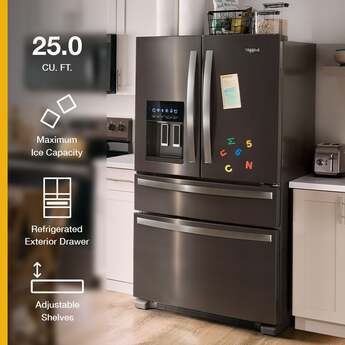 Whirlpool 36 Inch, 25.2 Cu. Ft., Full-Depth, French Door Bottom Mount Refrigerator With Ice And Water Dispenser: White — thumbnail 18