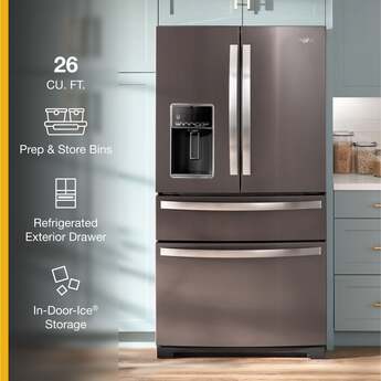 Whirlpool WRMF7736PV 36 Inch Freestanding 4-Door French Door Refrigerator Black Stainless Finish — thumbnail 21