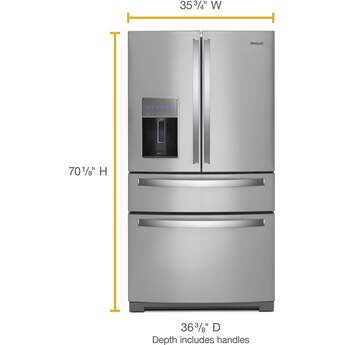 Whirlpool 36-inch 26 Cu. Ft. 4 Door Refrigerator : Fingerprint-Resistant Stainless Steel — thumbnail 17