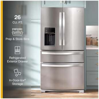 Whirlpool 36-inch 26 Cu. Ft. 4 Door Refrigerator : Fingerprint-Resistant Stainless Steel — thumbnail 45