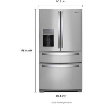 Whirlpool 36-inch 26 Cu. Ft. 4 Door Refrigerator : Fingerprint-Resistant Stainless Steel — thumbnail 7