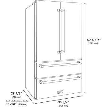 Z Line ZLINE RFM36BS 36 Inch Black Stainless Steel Counter Depth French Door Refrigerat — thumbnail 11