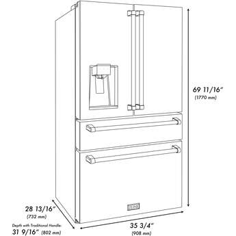 Z Line ZLINE RFMW36 36 Inch Stainless Steel Counter Depth French Door Refrigerator — thumbnail 22