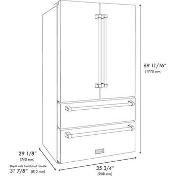 Z Line ZLINE RFMZW36CB  Autograph Edition Series 36 Inch Counter Depth French Door Refr — thumbnail 3