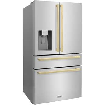 Z Line 36Inch Autograph Edition 22.5 cu. ft 4-Door French Door Refrigerator with Ice Maker: Stainless Steel With Champagne Bronze Square Handles — thumbnail 15