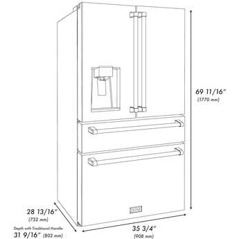 Z Line ZLINE RFMZW36G  Autograph Edition Series 36 Inch Counter Depth French Door Refri — thumbnail 9