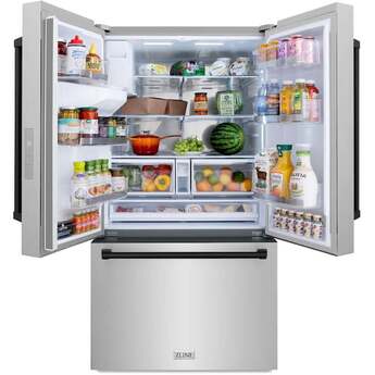 ZLINE Autograph Edition 36 in. 28.9 cu. ft. Standard-Depth French Door External Water Dispenser Refrigerator: Fingerprint Resistant Stainless Steel And Matte Black Handles — thumbnail 24