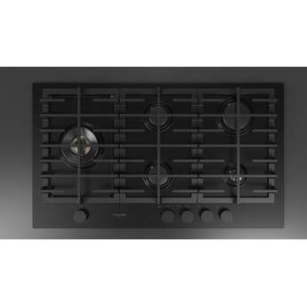 Fulgor Milano F4MEGK36MB1 36 Inch Matteo 400 Series Gas Cooktop, 5 Brass Burners, Wok Left: Matte Black