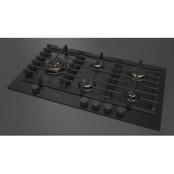 Fulgor Milano F4MEGK36MB1 36 Inch Matteo 400 Series Gas Cooktop, 5 Brass Burners, Wok Left: Matte Black — thumbnail 13