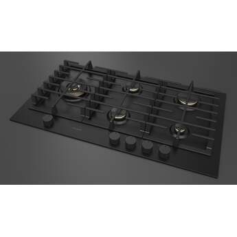 Fulgor Milano F4MEGK36MB1 36 Inch Matteo 400 Series Gas Cooktop, 5 Brass Burners, Wok Left: Matte Black — thumbnail 14