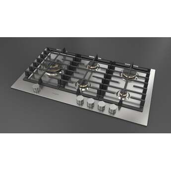 Fulgor Milano F4MEGK36S1 36 Inch Matteo 400 Series Gas Cooktop, 5 Brass Burners, Wok Left: Stainless Steel — thumbnail 13