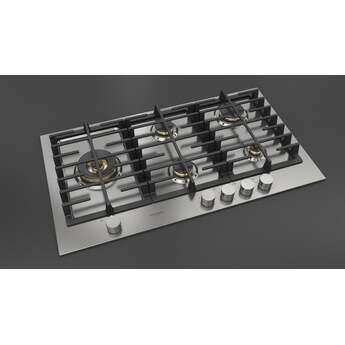 Fulgor Milano F4MEGK36S1 36 Inch Matteo 400 Series Gas Cooktop, 5 Brass Burners, Wok Left: Stainless Steel — thumbnail 6