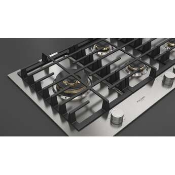 Fulgor Milano F4MEGK36S1 36 Inch Matteo 400 Series Gas Cooktop, 5 Brass Burners, Wok Left: Stainless Steel — thumbnail 7