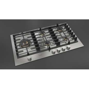 Fulgor Milano F4MEGK36S1 36 Inch Matteo 400 Series Gas Cooktop, 5 Brass Burners, Wok Left: Stainless Steel — thumbnail 8