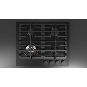 Fulgor Milano F4MGK24MB1 24 Inch Matteo 400 Series Gas Cooktop, 4 Brass Burners: Matte Matte Black