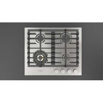 Fulgor Milano F4MGK24S1 24 Inch Matteo 400 Series Gas Cooktop, 4 Brass Burners: Stainless Stainless Steel