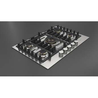 Fulgor Milano F4MGK30S1 30 Inch Matteo 400 Series Gas Cooktop, 5 Brass Burners: Stainless Stainless Steel — thumbnail 4