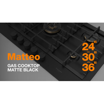 Fulgor Milano F4MTGK36MB1 36 Inch Matteo 400 Series Gas Cooktop, 5 Brass Burners: Matte Matte Black — thumbnail 4