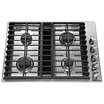 Kitchen Aid KitchenAid 30" Stainless Steel Sealed Burner Natural Gas Cooktop with Downdraft