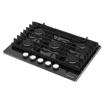 KitchenAid 30 Inch Gas Cooktop with 5 Sealed Burners, 56.2K Total BTUs, 18K BTU Central Burner, Black Glass Cooktop, Continuous Grates, Dishwasher Safe Cast-Iron Grates, Stainless Steel Knobs, LP Convertible Kit Included and ADA Compliant: Black — thumbnail 23