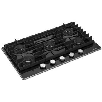 KitchenAid 36 Inch Gas Cooktop with 5 Sealed Burners, 56.2K Total BTUs, 18K BTU Central Burner, Black Glass Cooktop, Continuous Grates, Dishwasher Safe Cast-Iron Grates, Stainless Steel Knobs, LP Convertible Kit Included and ADA Compliant: Black — thumbnail 20