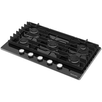 KitchenAid 36 Inch Gas Cooktop with 5 Sealed Burners, 56.2K Total BTUs, 18K BTU Central Burner, Black Glass Cooktop, Continuous Grates, Dishwasher Safe Cast-Iron Grates, Stainless Steel Knobs, LP Convertible Kit Included and ADA Compliant: Black — thumbnail 24