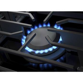 KitchenAid 36 Inch Gas Cooktop with 5 Sealed Burners, 56.2K Total BTUs, 18K BTU Central Burner, Black Glass Cooktop, Continuous Grates, Dishwasher Safe Cast-Iron Grates, Stainless Steel Knobs, LP Convertible Kit Included and ADA Compliant: Black — thumbnail 3