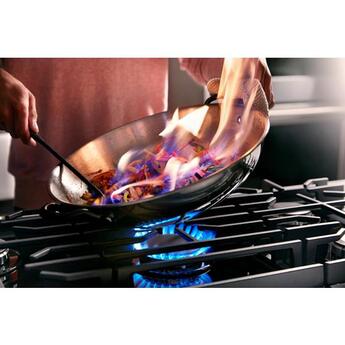 KitchenAid 36 Inch Gas Cooktop with 5 Sealed Burners, 56.2K Total BTUs, 18K BTU Central Burner, Black Glass Cooktop, Continuous Grates, Dishwasher Safe Cast-Iron Grates, Stainless Steel Knobs, LP Convertible Kit Included and ADA Compliant: Black — thumbnail 6