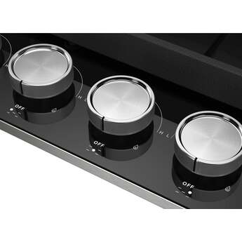 KitchenAid 36 Inch Gas Cooktop with 5 Sealed Burners, 56.2K Total BTUs, 18K BTU Central Burner, Black Glass Cooktop, Continuous Grates, Dishwasher Safe Cast-Iron Grates, Stainless Steel Knobs, LP Convertible Kit Included and ADA Compliant: Black — thumbnail 7