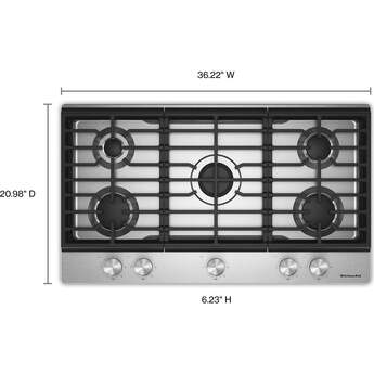 KitchenAid KitchenAid? 36 in. Gas Cooktop with 5 Versatile Burners: Stainless Steel — thumbnail 8