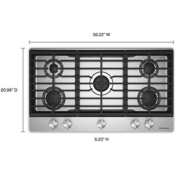KitchenAid KitchenAid? 36 in. Gas Cooktop with 5 Versatile Burners: Stainless Steel — thumbnail 9