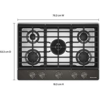 KitchenAid KitchenAid? 30 in. Gas Cooktop with 5 Burners and Integrated Wok Grate: Black Ore — thumbnail 2