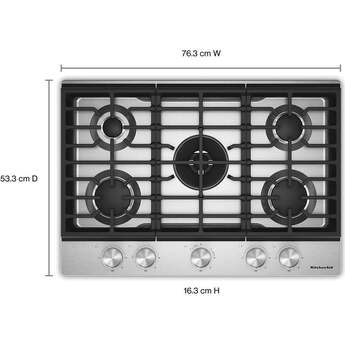 KitchenAid KitchenAid? 30 in. Gas Cooktop with 5 Burners and Integrated Wok Grate: Stainless Steel — thumbnail 2