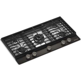 KitchenAid 36 in. Gas Cooktop with 5 Burners and Integrated Wok Grate: Black Ore — thumbnail 3