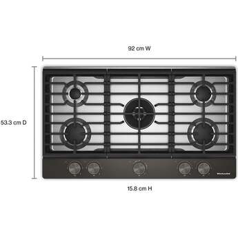 KitchenAid 36 in. Gas Cooktop with 5 Burners and Integrated Wok Grate: Black Ore — thumbnail 8