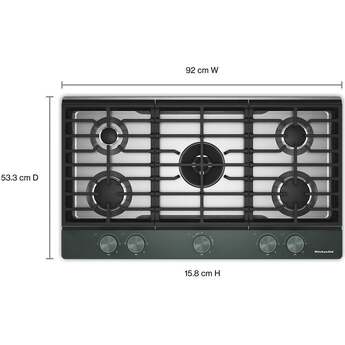 KitchenAid 36 in. Gas Cooktop with 5 Burners and Integrated Wok Grate: Juniper — thumbnail 22