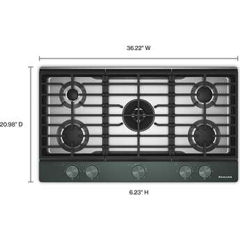 KitchenAid 36 in. Gas Cooktop with 5 Burners and Integrated Wok Grate: Juniper — thumbnail 8