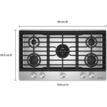 KitchenAid 36 in. Gas Cooktop with 5 Burners and Integrated Wok Grate: Stainless Steel — thumbnail 26