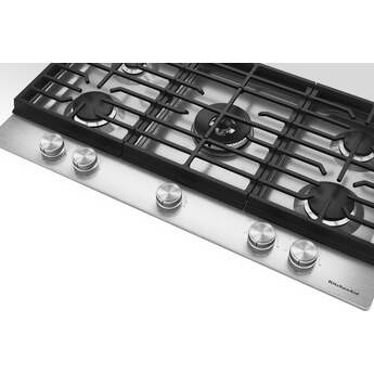 KitchenAid 36 in. Gas Cooktop with 5 Burners and Integrated Wok Grate: Stainless Steel — thumbnail 8