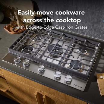 KitchenAid 30 in. Gas Cooktop with 5 Burners and Integrated Wok Grate: Stainless Steel — thumbnail 18