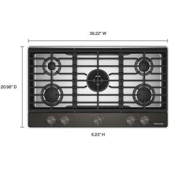 KitchenAid 36 in. Gas Cooktop with 5 Burners and Integrated Wok Grate: Black Ore — thumbnail 9