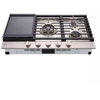 LG Studio CBGS3628N 36" Gas Cooktop, Red LED Knob Accents, 19,000 BTU UltraHeat center Stainless Steel — thumbnail 2