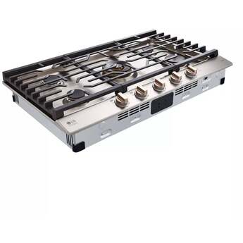 LG Studio CBGS3628N 36" Gas Cooktop, Red LED Knob Accents, 19,000 BTU UltraHeat center Stainless Steel — thumbnail 4