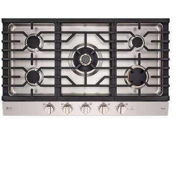 LG Studio CBGS3628N 36" Gas Cooktop, Red LED Knob Accents, 19,000 BTU UltraHeat center Stainless Steel — thumbnail 8
