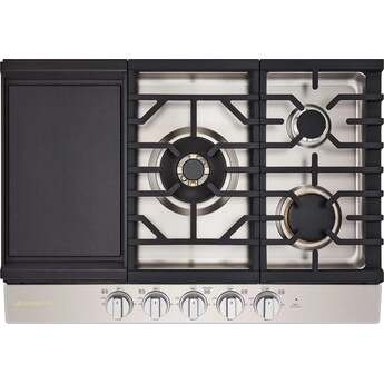 LG LG Signature 30 Inch Gas Cooktop, Red Led Knob Accents, 19,000 BTU Ultraheat Center Burner, 5 Sealed Burners And 3 Continuous Heavy-Duty Cast Iron Grates, Metal Knob: Stainless Steel — thumbnail 10