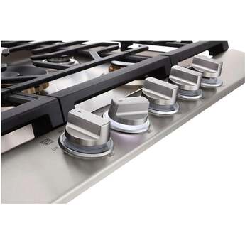 LG LG Signature 30 Inch Gas Cooktop, Red Led Knob Accents, 19,000 BTU Ultraheat Center Burner, 5 Sealed Burners And 3 Continuous Heavy-Duty Cast Iron Grates, Metal Knob: Stainless Steel — thumbnail 5