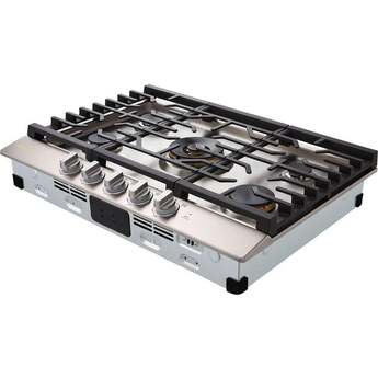 LG LG Signature 30 Inch Gas Cooktop, Red Led Knob Accents, 19,000 BTU Ultraheat Center Burner, 5 Sealed Burners And 3 Continuous Heavy-Duty Cast Iron Grates, Metal Knob: Stainless Steel — thumbnail 7