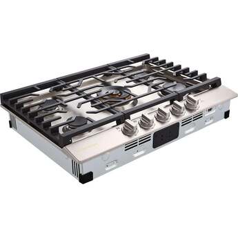 LG LG Signature 30 Inch Gas Cooktop, Red Led Knob Accents, 19,000 BTU Ultraheat Center Burner, 5 Sealed Burners And 3 Continuous Heavy-Duty Cast Iron Grates, Metal Knob: Stainless Steel — thumbnail 8